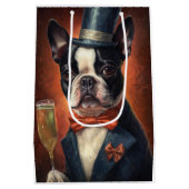 Boston Terrier New Year Mittlere Geschenktüte (Rückseite)