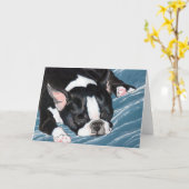 Boston-Terrier-Nickerchen Karte (Gelbe Blume)