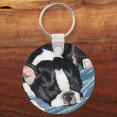 Boston Terrier Nickerchen Schlüsselanhänger (Vorderseite)