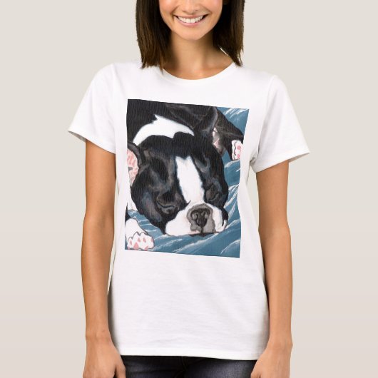 Boston-Terrier-Nickerchen T-Shirt (Vorderseite)