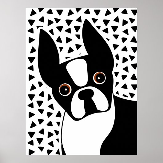 Boston Terrier Niedlich Black und White Poster (Vorne)