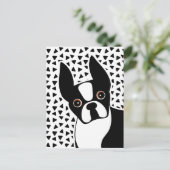 Boston Terrier Niedlich Black und White Postkarte (Stehend Vorderseite)