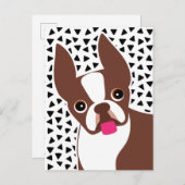 Boston Terrier Niedlich Brown und White Postkarte (Vorne/Hinten)