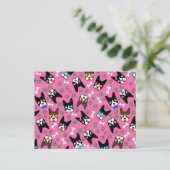 Boston Terrier Niedlich Mustache Funny Faces Postkarte (Stehend Vorderseite)