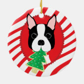 Boston-Terrier-niedliche Hundeverzierung Keramik Ornament (Hinten)