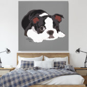 Boston Terrier Niedliche Welpenästhetik Kunstkunst Leinwanddruck (Insitu (Schlafzimmer))