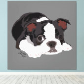 Boston Terrier Niedliche Welpenästhetik Kunstkunst Leinwanddruck (Insitu (Holzboden))