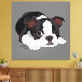 Boston Terrier Niedliche Welpenästhetik Kunstkunst Leinwanddruck (Insitu (Wohnzimmer))