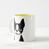 Boston Terrier - Niedlicher Cartoon Dog Design Zweifarbige Tasse (Vorderseite Links)