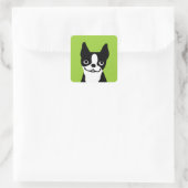 Boston Terrier - Niedlicher Hund Quadratischer Aufkleber (Tasche)