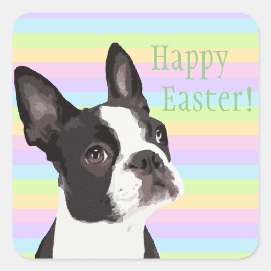 Boston Terrier Oaster wünscht Pastel Stickers (Vorderseite)