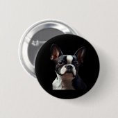 Boston Terrier - Oil Paint Classic T - Shirt Button (Vorne & Hinten)