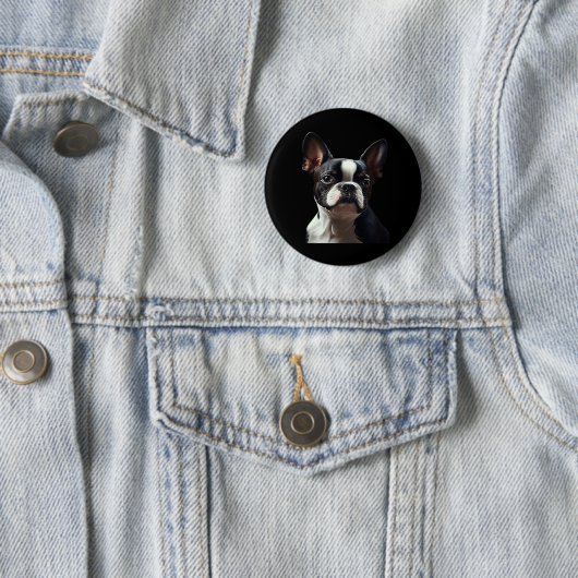 Boston Terrier - Oil Paint Classic T - Shirt Button (Beispiel)