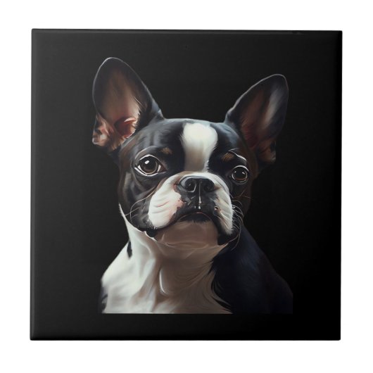 Boston Terrier - Oil Paint Classic T-Shirt Fliese (Vorderseite)