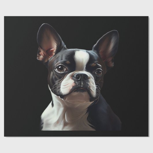 Boston Terrier - Oil Paint Classic T-Shirt Geschenkpapier (Flach)