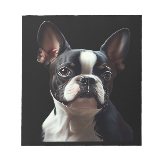 Boston Terrier - Oil Paint Classic T-Shirt Notizblock (Vorderseite)