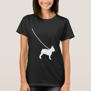 Boston Terrier on a Leash Dog Bostie Mama Vater Pe T-Shirt