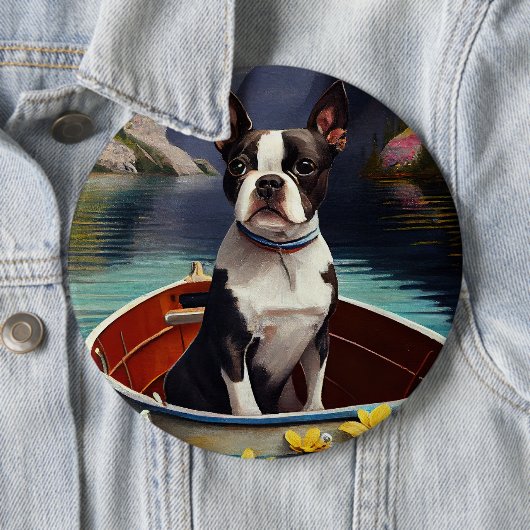Boston Terrier on a Paddle: Ein Landschaftliches A Button (Beispiel)