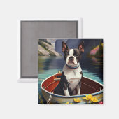 Boston Terrier on a Paddle: Ein Landschaftliches A Magnet (Vorderseite/Rückseite)