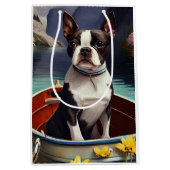 Boston Terrier on a Paddle: Ein Landschaftliches A Mittlere Geschenktüte (Vorderseite)