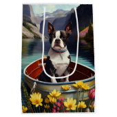 Boston Terrier on a Paddle: Ein Landschaftliches A Mittlere Geschenktüte (Rückseite)