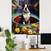 Boston Terrier on a Paddle: Ein Landschaftliches A Poster (Heimbüro)