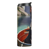 Boston Terrier on a Paddle: Ein Landschaftliches A Thermosbecher (Nach links gedreht)