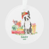 Boston Terrier Ornament mit Hundename (Vorderseite)