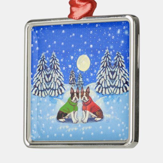 Boston Terrier Ornament Square Premium (Links)