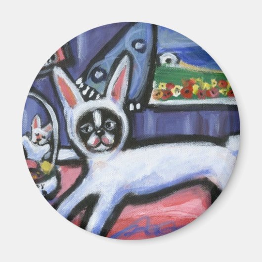 Boston Terrier Osterhase Magnet (Vorne)