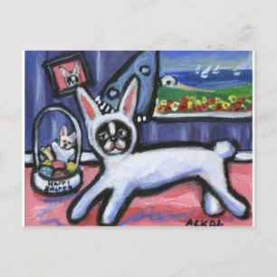 Boston Terrier Ostersonnenhase Feiertagspostkarte