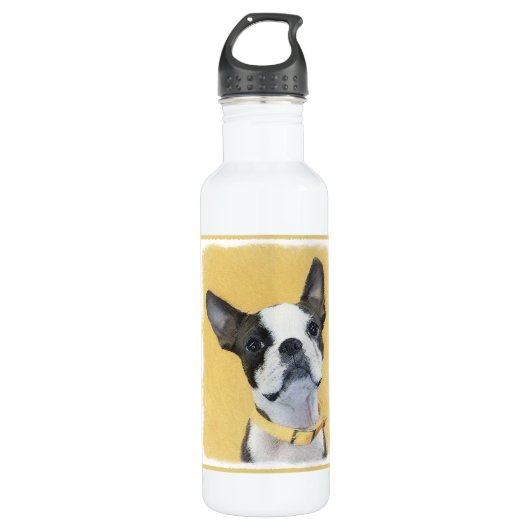 Boston Terrier Painting - Niedliche Original Dog A Edelstahlflasche (Vorderseite)