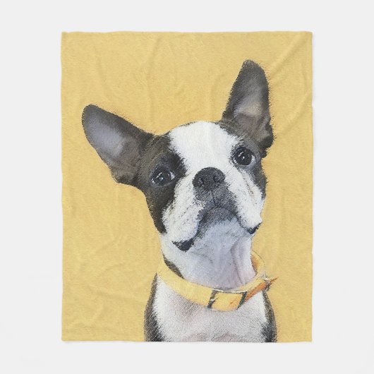 Boston Terrier Painting - Niedliche Original Dog A Fleecedecke (Vorderseite)