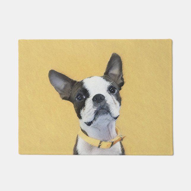 Boston Terrier Painting - Niedliche Original Dog A Fußmatte (Vorderseite)