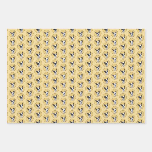 Boston Terrier Painting - Niedliche Original Dog A Geschenkpapier Set (Vorderseite)