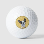 Boston Terrier Painting - Niedliche Original Dog A Golfball (Vorderseite)