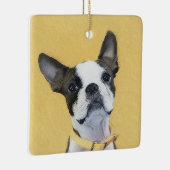 Boston Terrier Painting - Niedliche Original Dog A Keramikornament (Rechts)