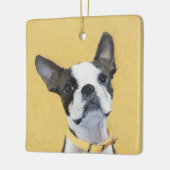 Boston Terrier Painting - Niedliche Original Dog A Keramikornament (Links)