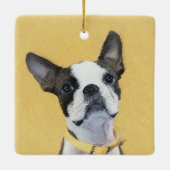 Boston Terrier Painting - Niedliche Original Dog A Keramikornament (Rückseite)