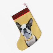 Boston Terrier Painting - Niedliche Original Dog A Kleiner Weihnachtsstrumpf (Rückseite (Hängend))