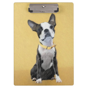 Boston Terrier Painting - Niedliche Original Dog A Klemmbrett