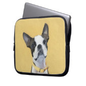 Boston Terrier Painting - Niedliche Original Dog A Laptopschutzhülle (Vorderseite Links)