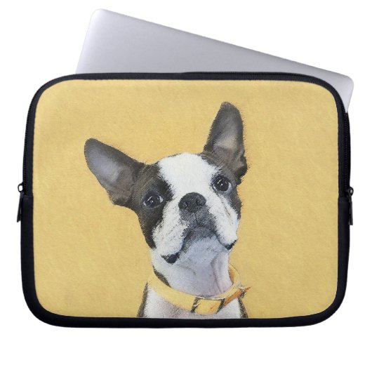 Boston Terrier Painting - Niedliche Original Dog A Laptopschutzhülle (Vorderseite)