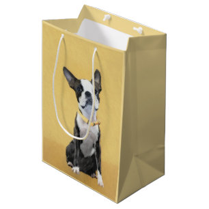Boston Terrier Painting - Niedliche Original Dog A Mittlere Geschenktüte