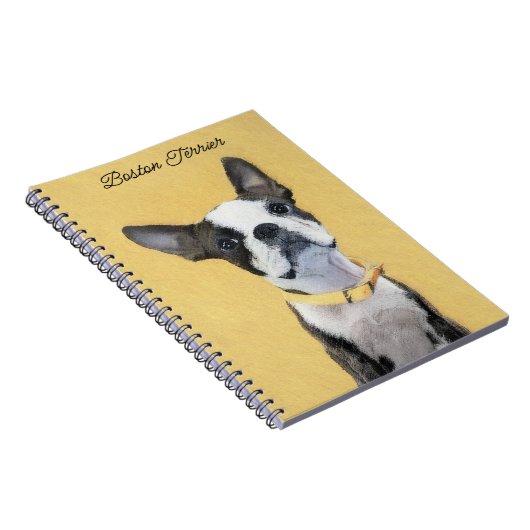 Boston Terrier Painting - Niedliche Original Dog A Notizblock (Rechte Seite)
