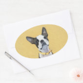 Boston Terrier Painting - Niedliche Original Dog A Ovaler Aufkleber (Umschlag)