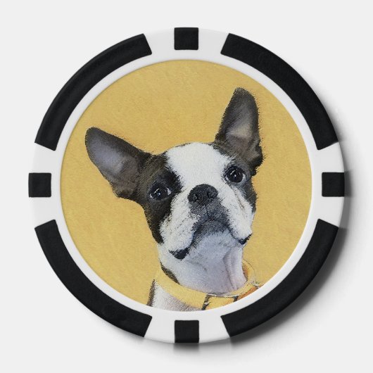 Boston Terrier Painting - Niedliche Original Dog A Pokerchips (Vorderseite)