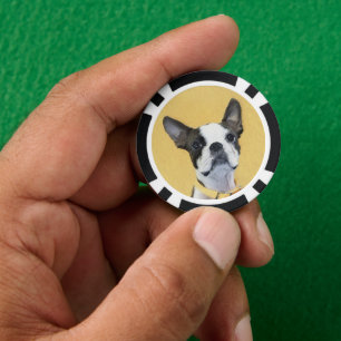 Boston Terrier Painting - Niedliche Original Dog A Pokerchips