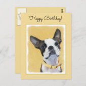 Boston Terrier Painting - Niedliche Original Dog A Postkarte (Vorne/Hinten)