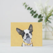 Boston Terrier Painting - Niedliche Original Dog A Postkarte (Stehend Vorderseite)